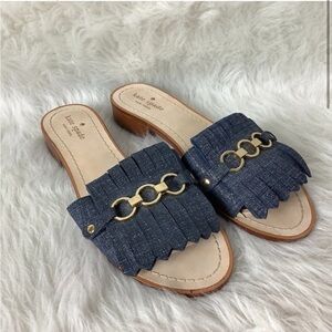 Kate Spade Kiltie Blue Denim Slide Sandal